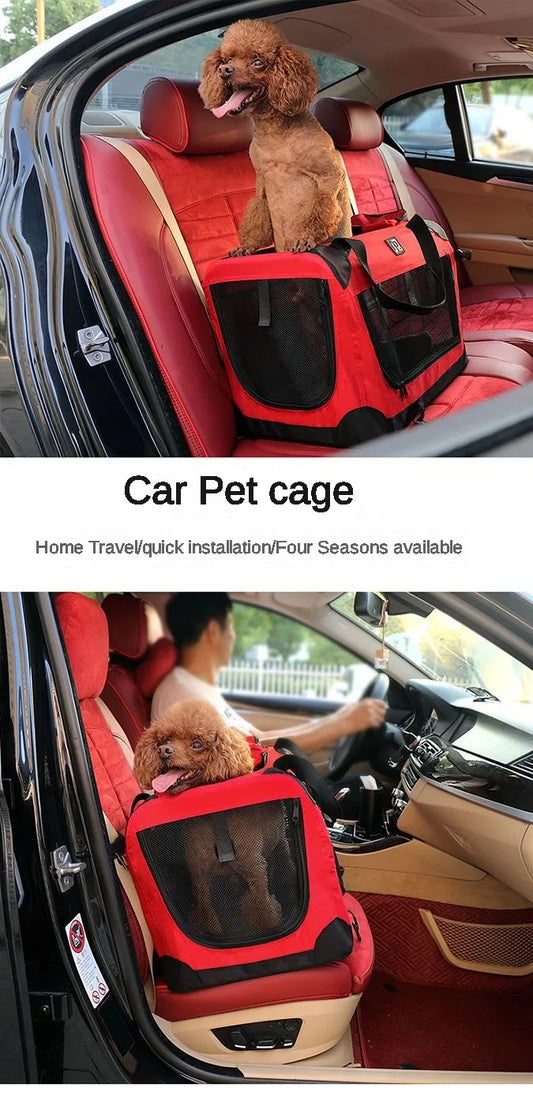 Pink Lightweight Foldable Pet Travel Bag for Car Trips 82×58×58cm