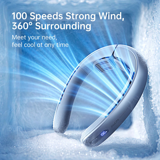USB Mini Neckband Fan 5000mAh Battery Long Lasting Cooling