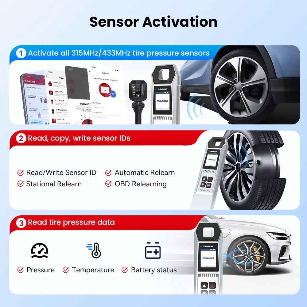 4 Piece Metal Car TPMS Sensor Set with Programming
