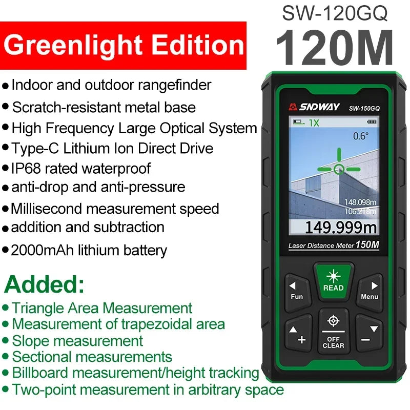 120m Digital Laser Distance Meter LCD Rangefinder Measure Tool