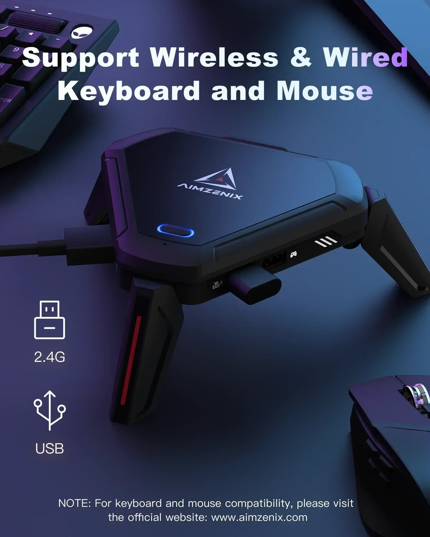 Wireless Game Adapter for Console with Keyboard Mouse Support