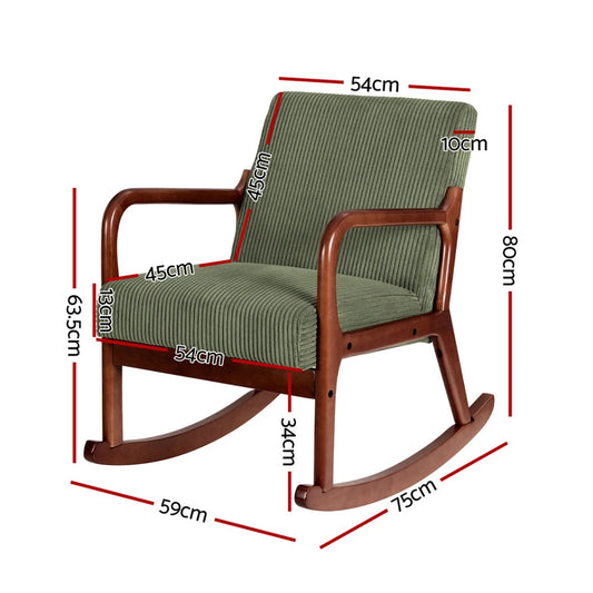 Modern Rocking Armchair with Corduroy Upholstery