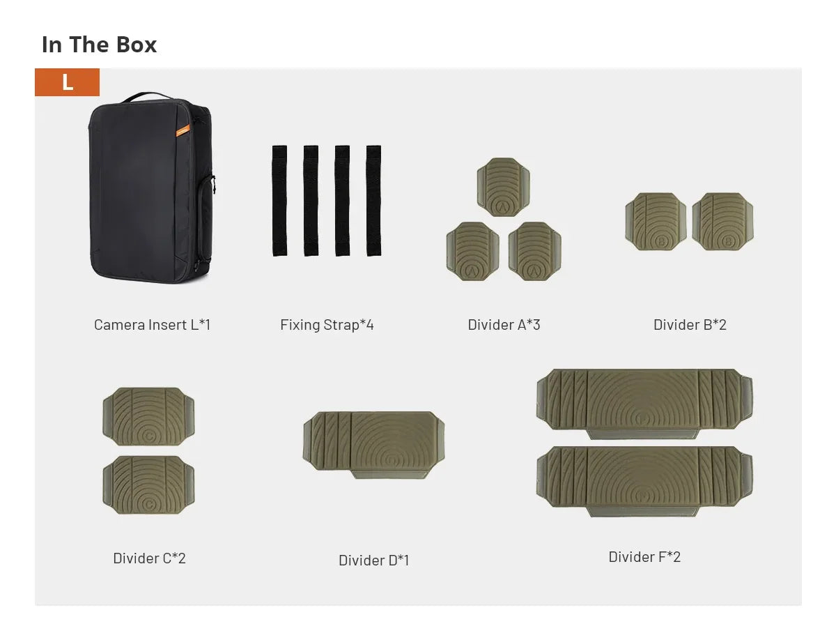 Large Camera Insert Bag with Padded Lens Compartments