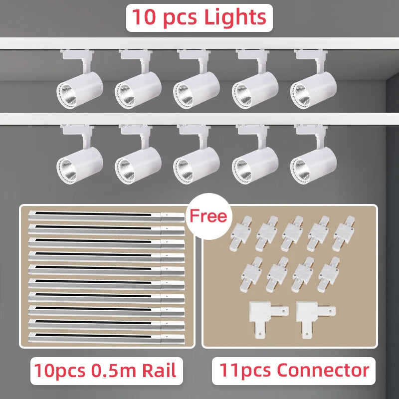 10PCS White LED Track Spotlights Super Bright Ceiling Lamps