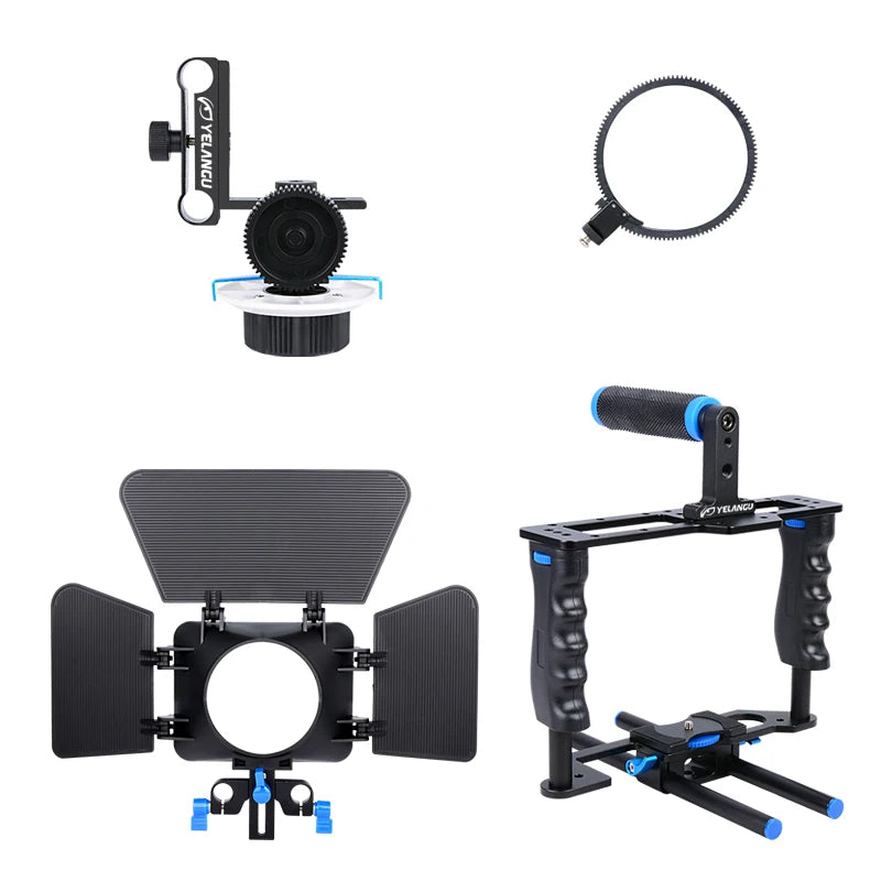 Universal Camera Cage Rig Kit with Grip Handle Cold Shoe