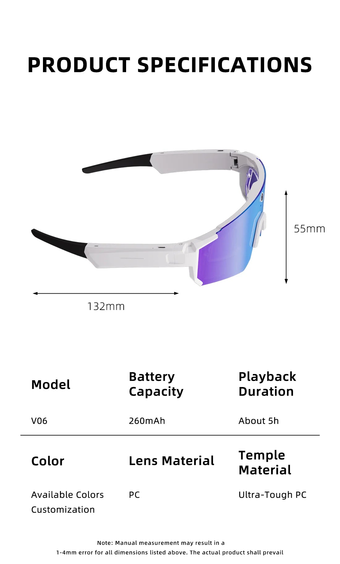 HD Mini Camera Glasses Gradient Lens