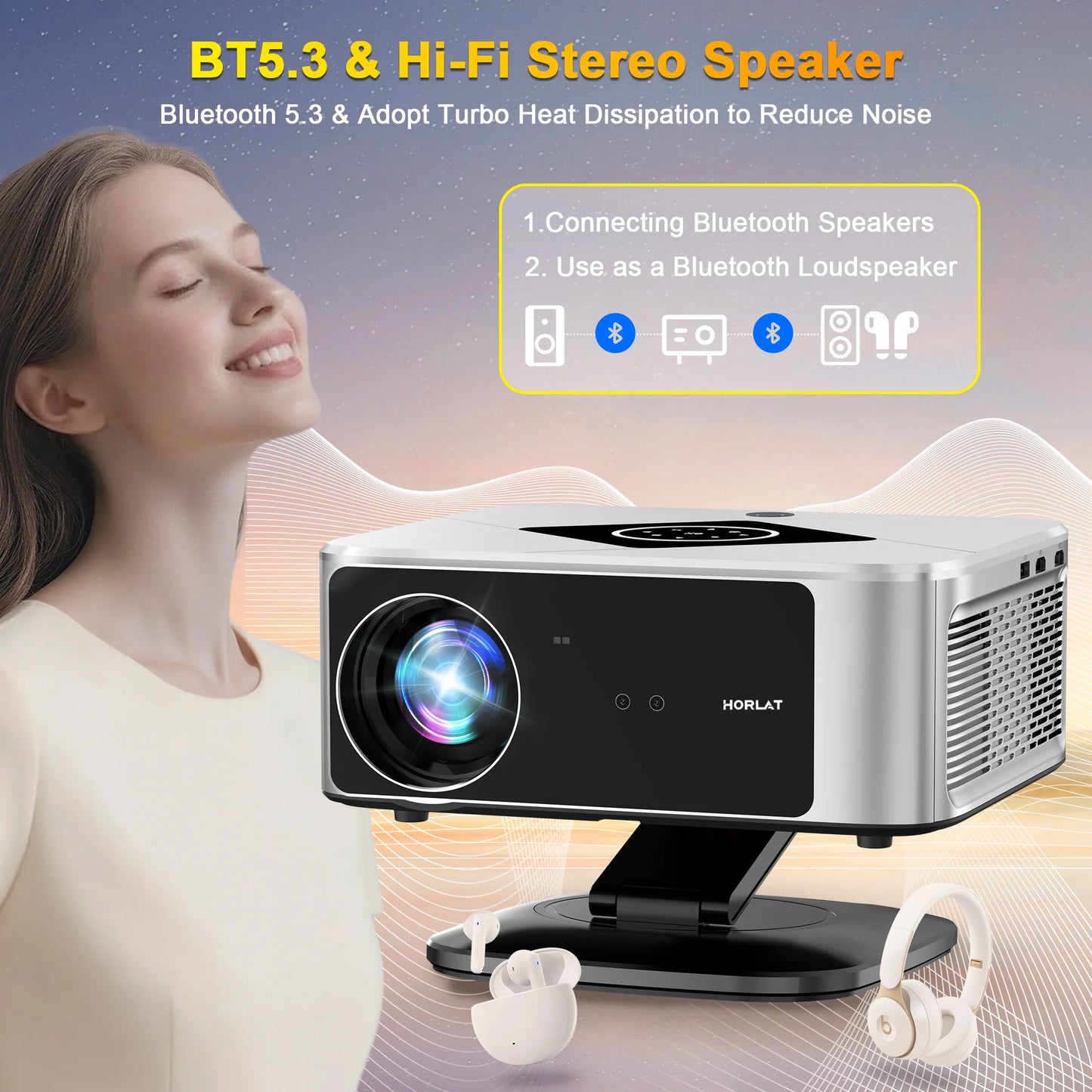 Full HD 4K Portable Projector 2000ANSI Bracket