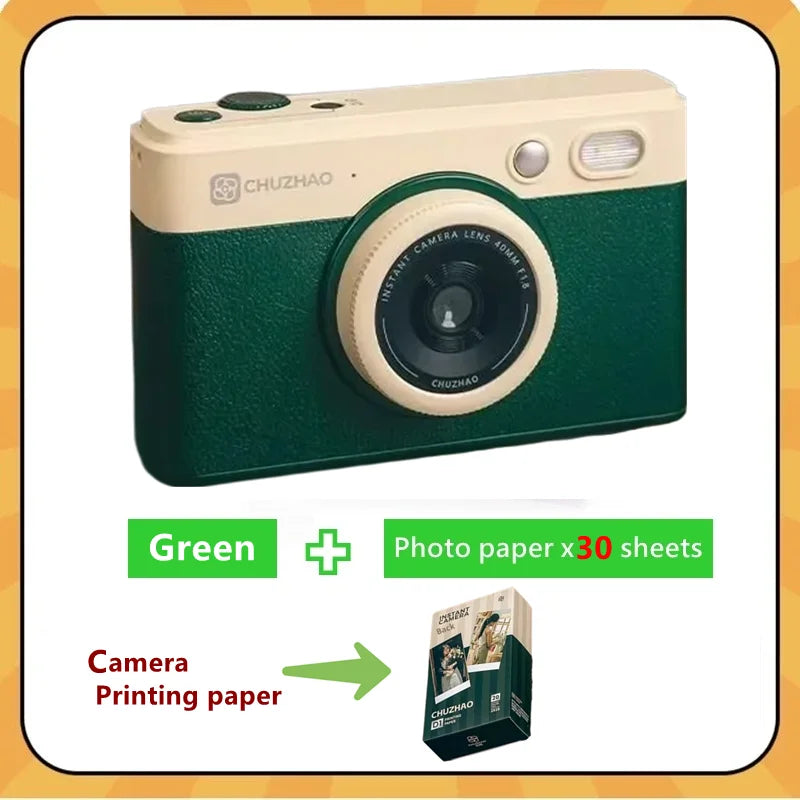 Green Portable Instant Print Camera Photo Printer Set