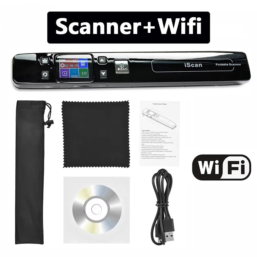 Compact A4 Mini Scanner WiFi High Resolution 1050dpi Portable