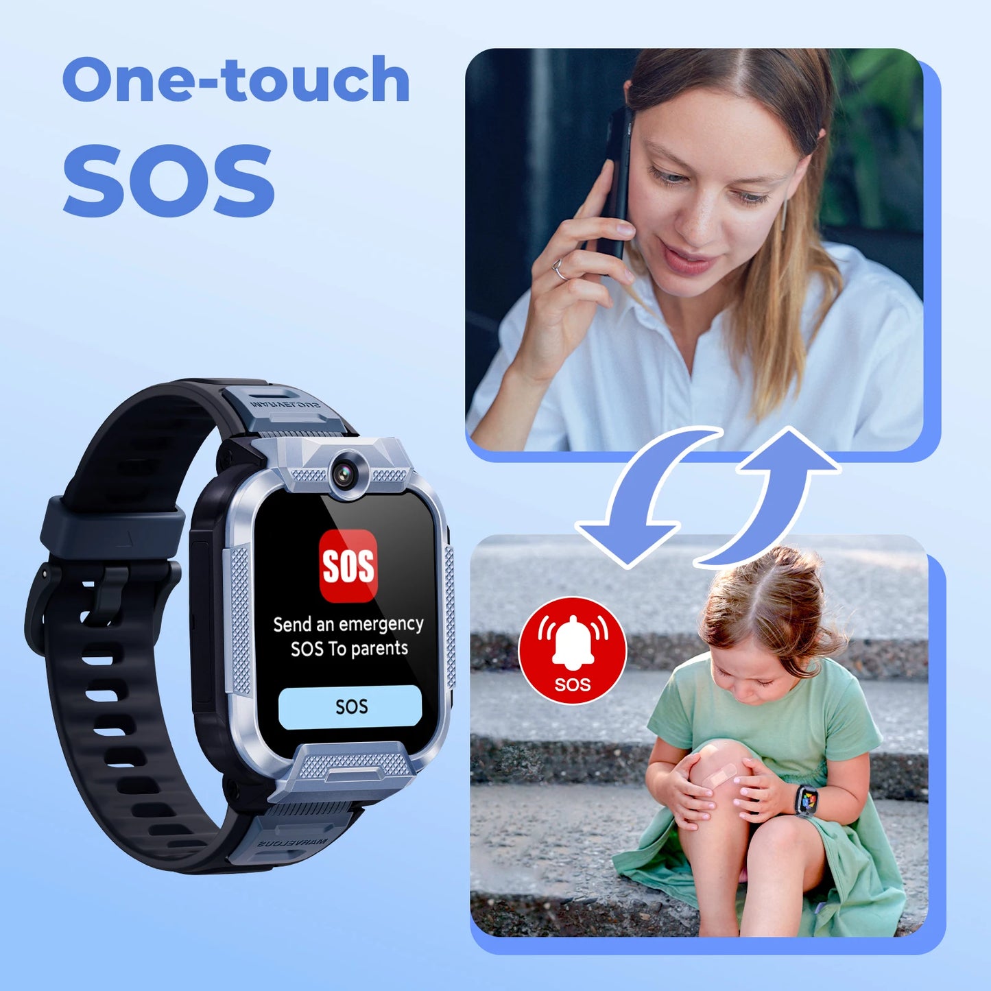 Kids Smart Watch 4G GPS Dual Camera Video Call Blue