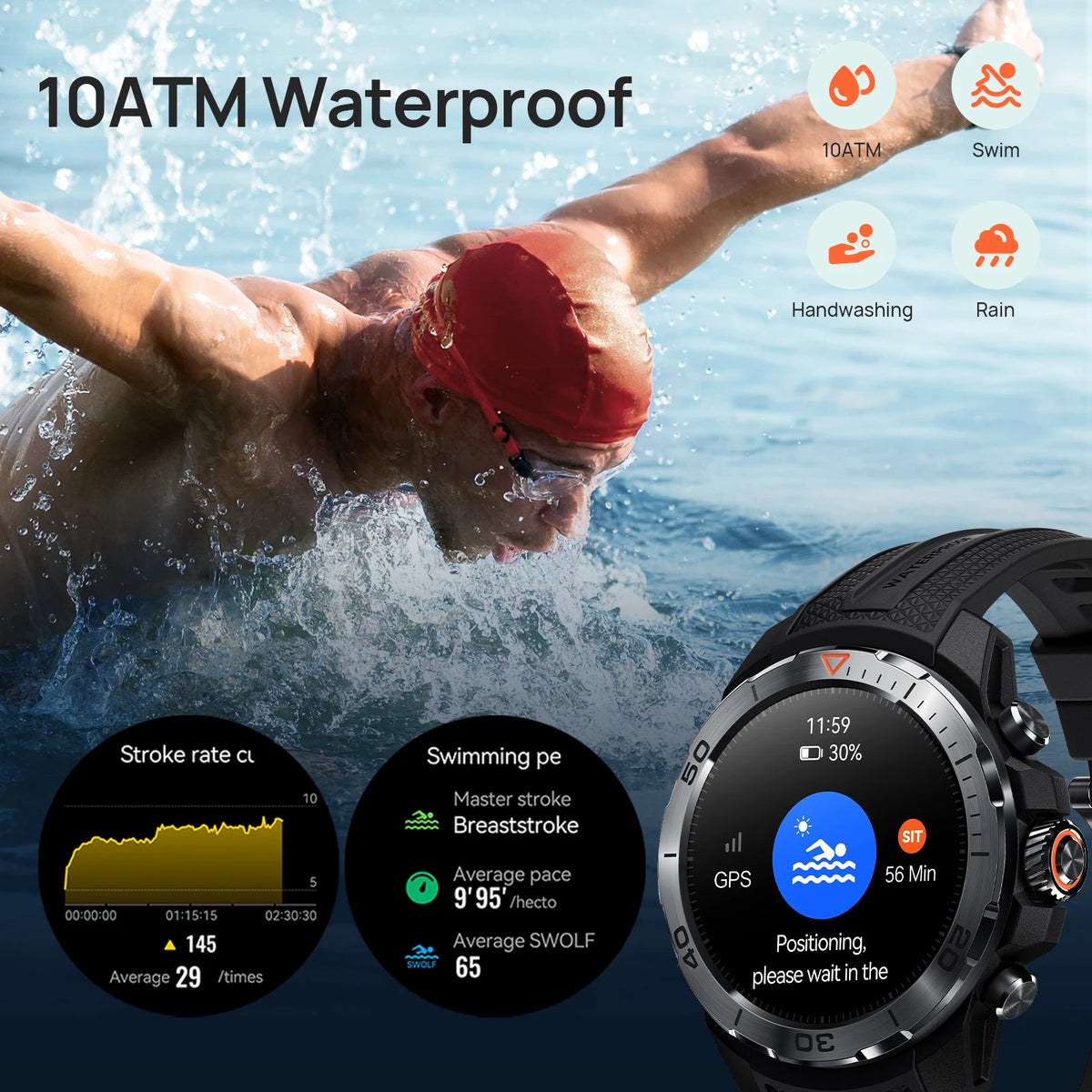 Military Grade GPS Smart Watch Compass Desert White