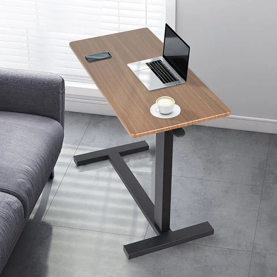 Adjustable Rolling Overbed Table with Laptop and Meal Tray