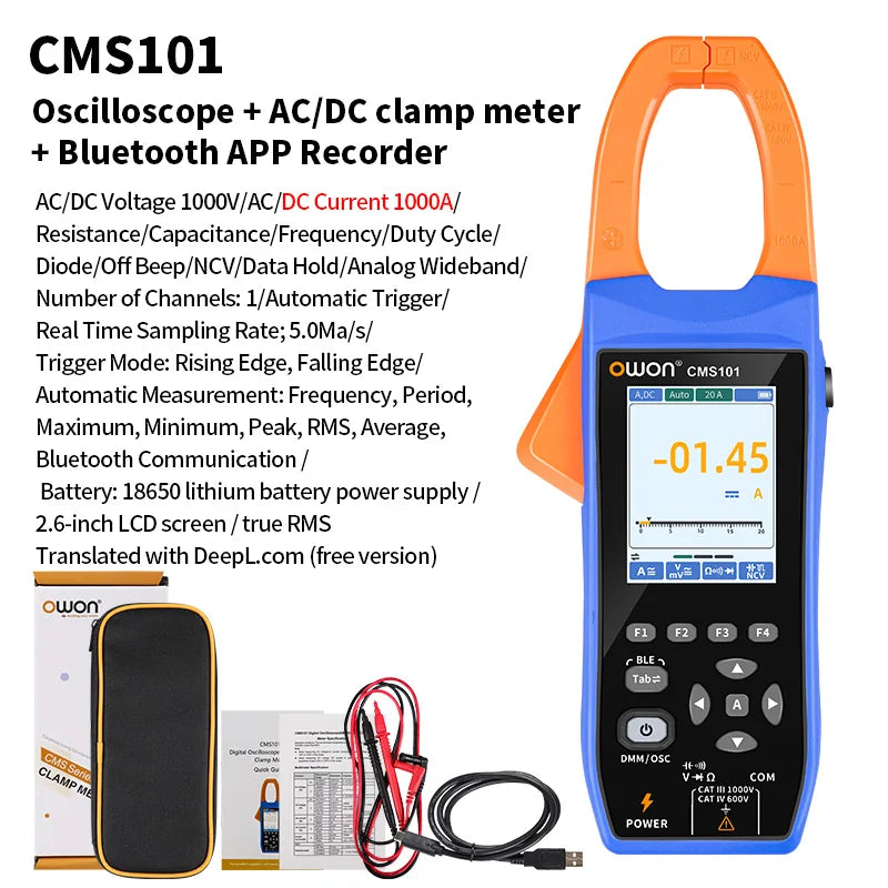 Smart 1000A Clamp Meter with Oscilloscope and Data Logging Function