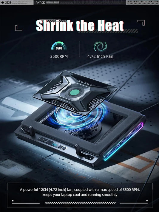Laptop Cooler Stand White Turbo Fan 2A1C USB Hub RGB