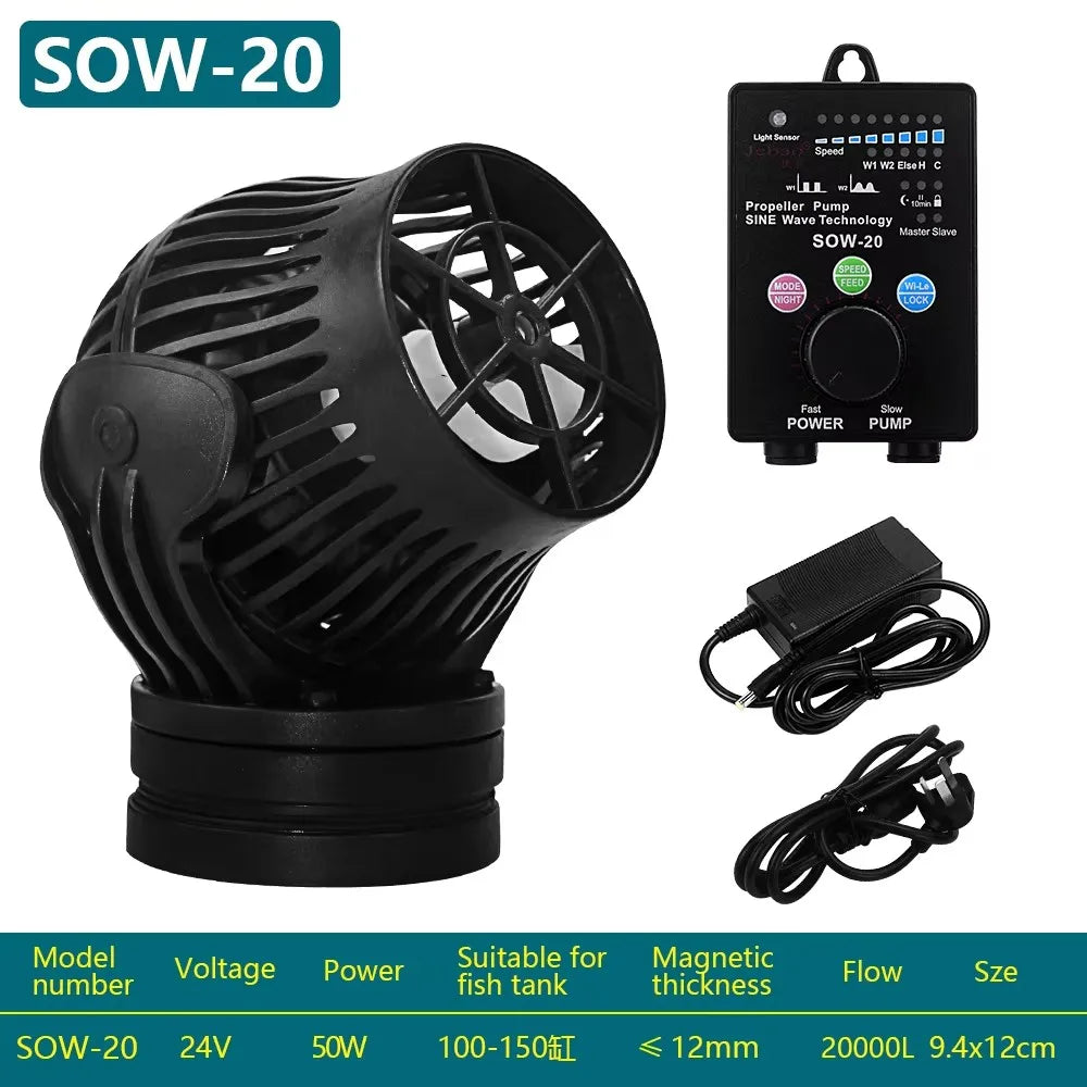 Wireless Aquarium Wave Pump 360° Flow Magnetic Mount