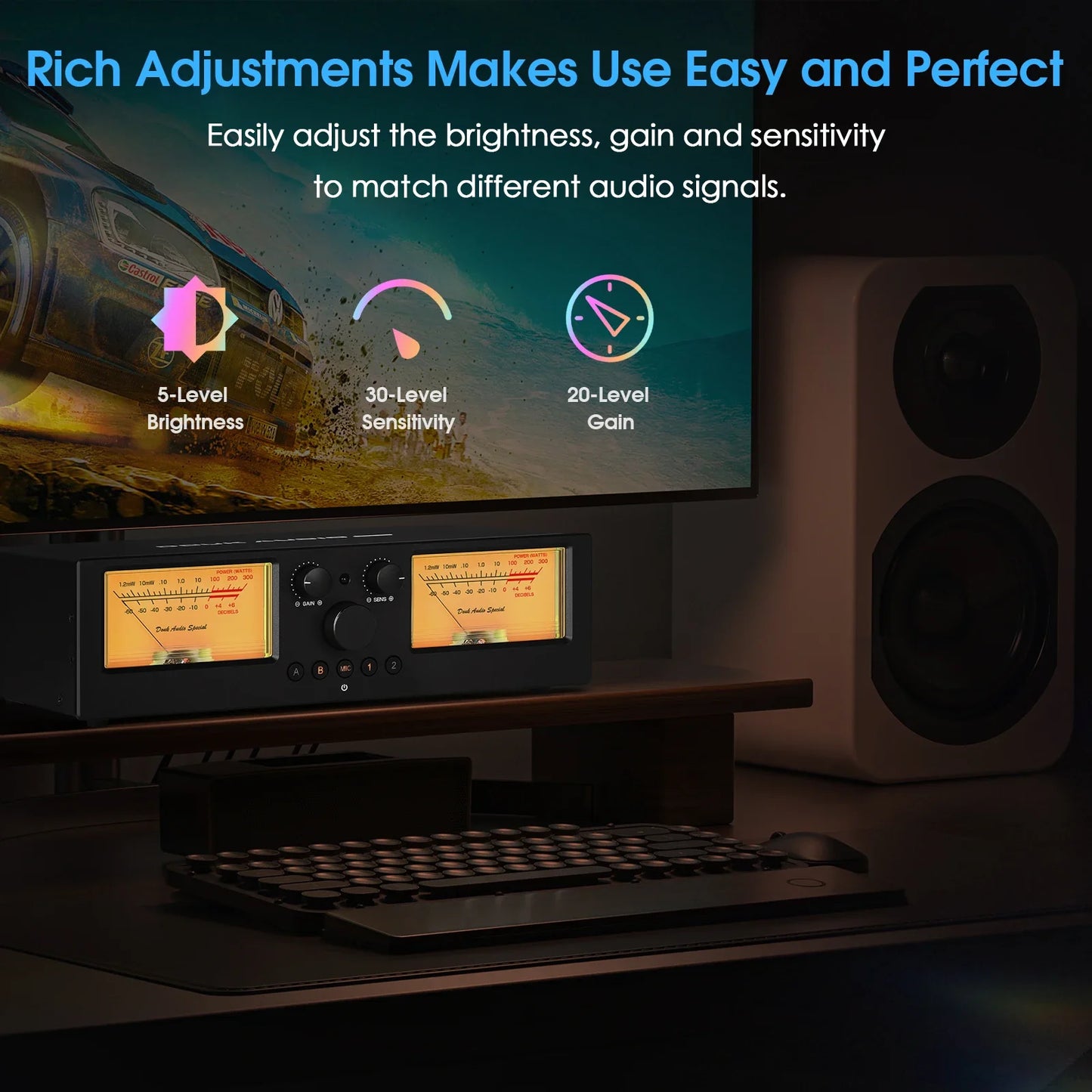2-Way Amplifier and Speaker Switcher with Analog Display