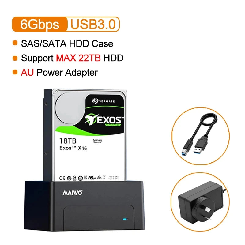 USB 3.0 SATA Hard Drive Dock 22TB 2.5/3.5 Inch