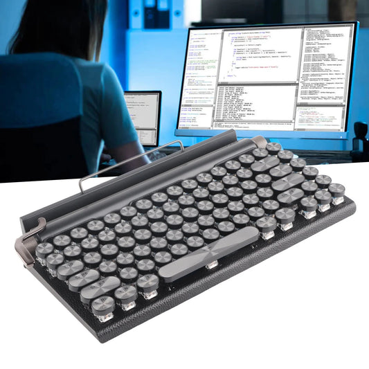 Wireless Mechanical Typewriter Keyboard with 83 Keys Black