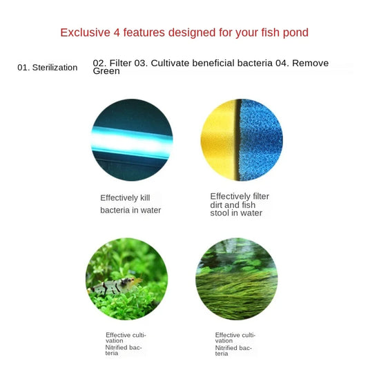 Outdoor Fish Pond Filter Kit 1500L with Built-in UV