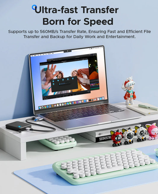 Lightweight 1TB USB 3.2 External SSD for Mac and Windows