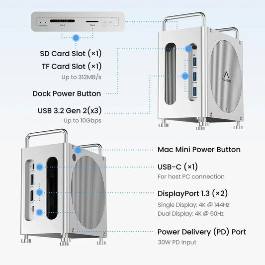 Portable USB C Docking Station 4K 144Hz with 16TB Storage