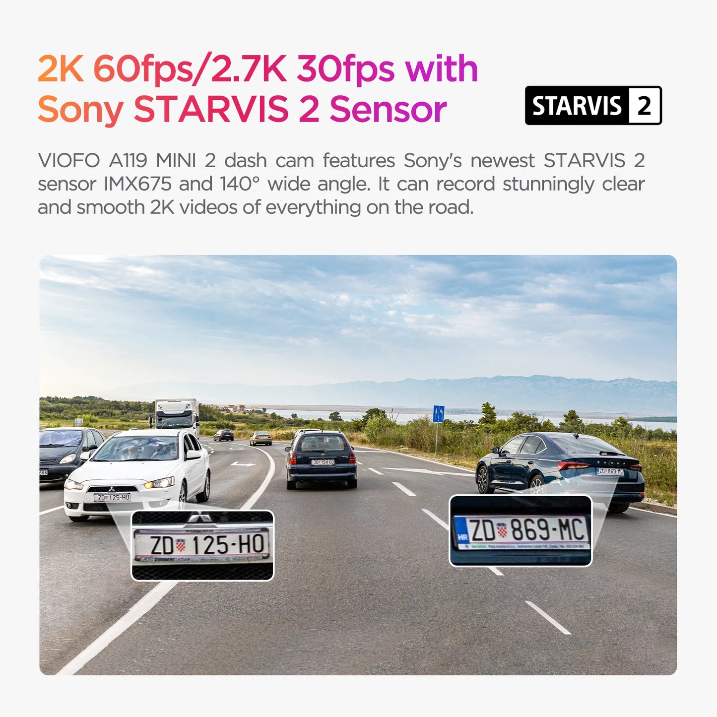 2K 60FPS Dash Cam with Voice Control & GPS