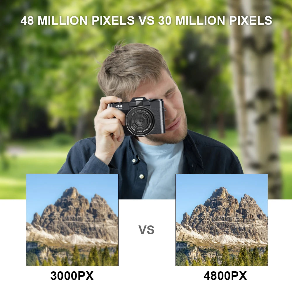 Portable 4K Vlogging Camera with 48MP Sensor & Digital Zoom