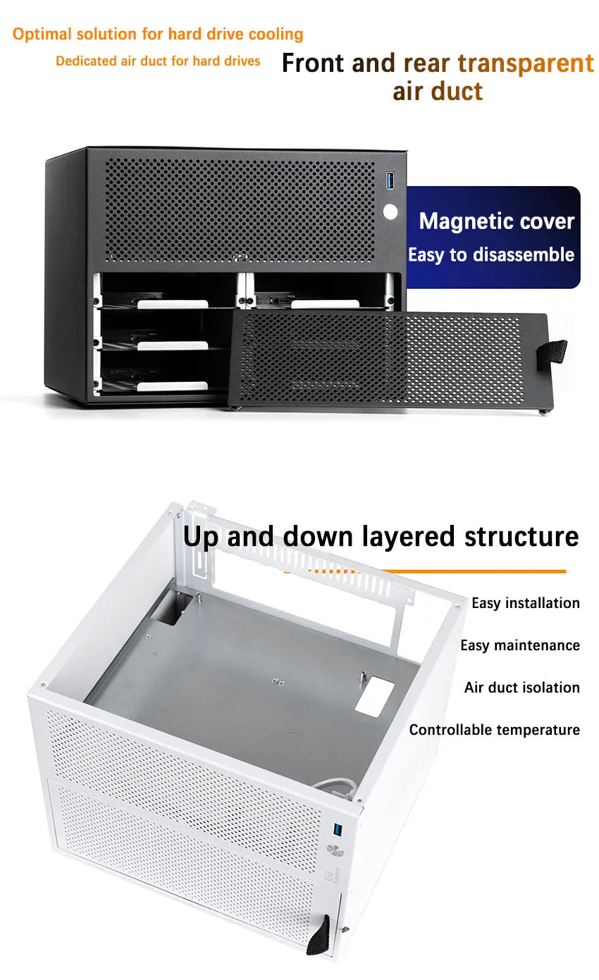 White 6-Slot NAS Chassis ITX DIY Storage Case