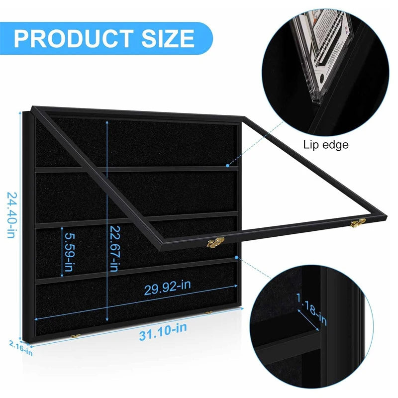 Black Large Sports Card Display Case UV Acrylic Front