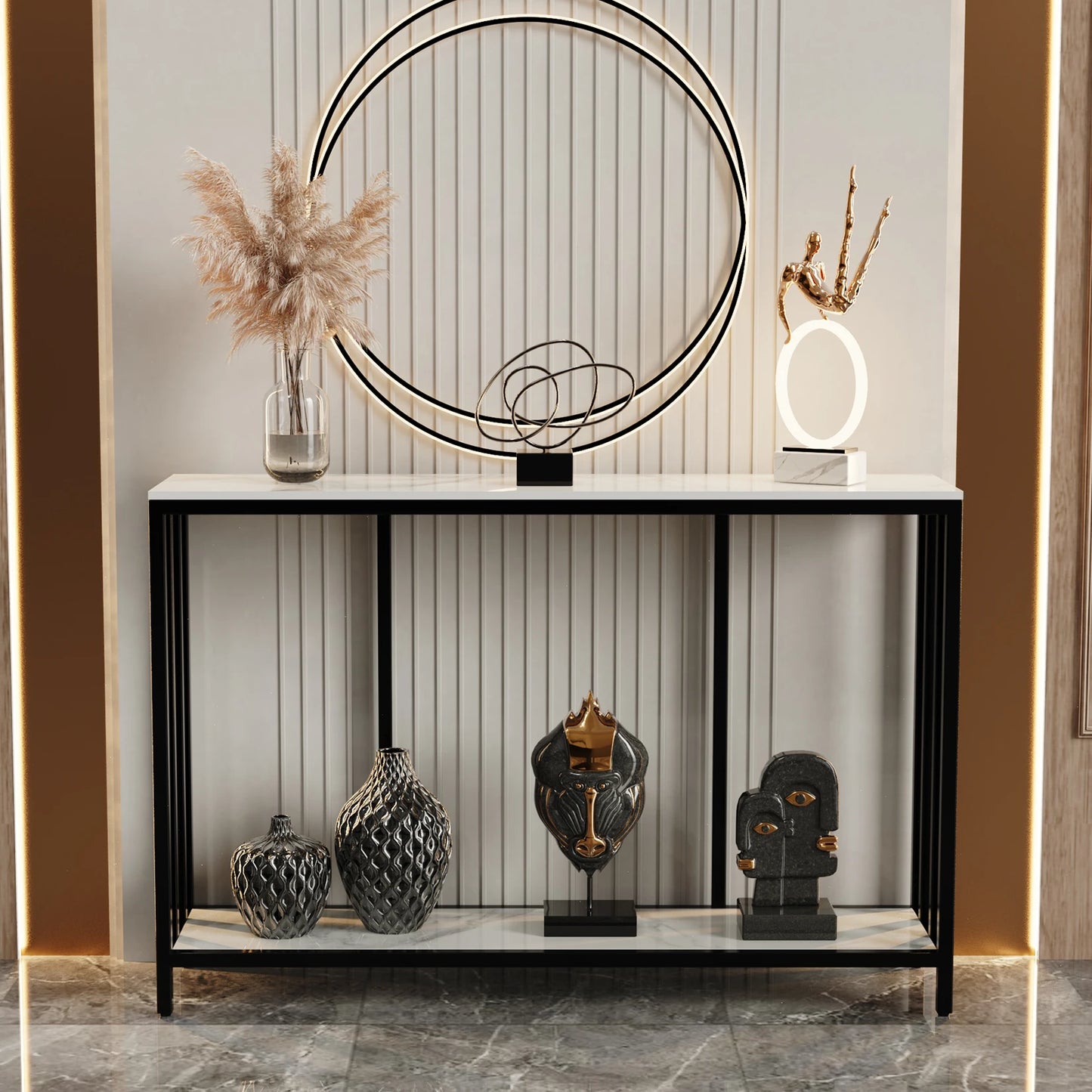 Narrow Entryway Table with Metal Base 47.2 Inch