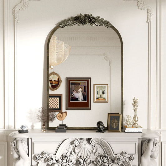 Decorative Baroque Arched Wall Mirror Vintage Frame