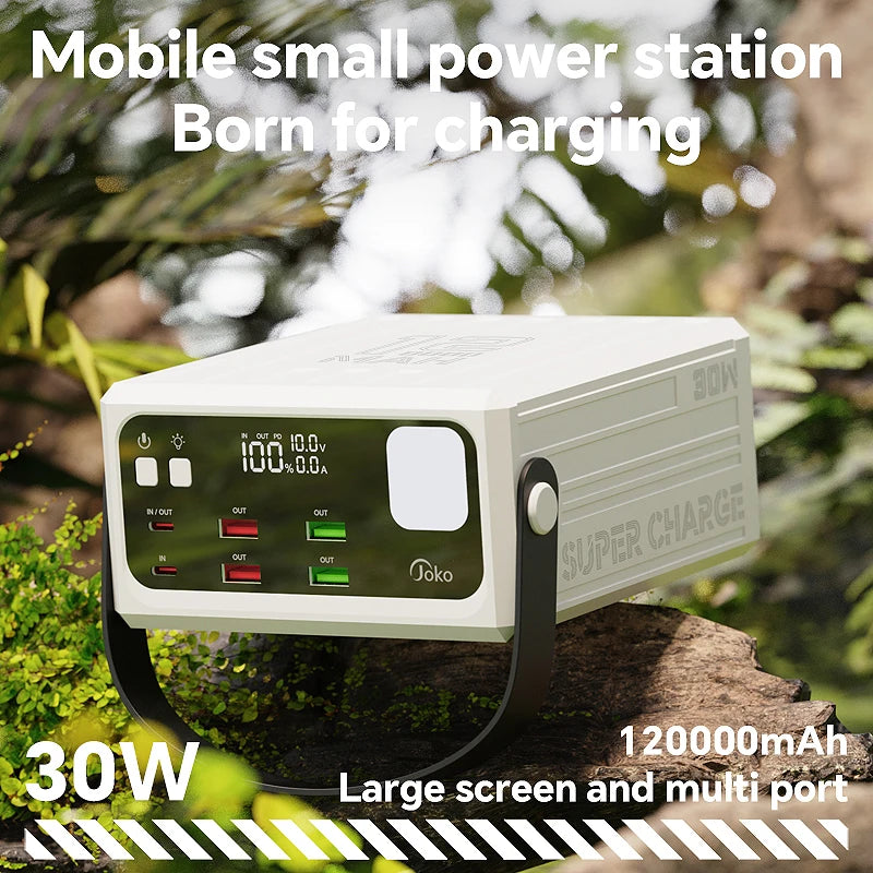 White 120000mAh Portable Power Bank 30W Fast Charge