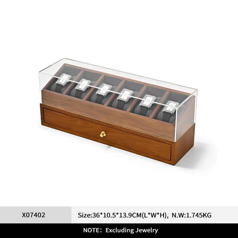6-Slot Double-Layer Watch Display Box Gray