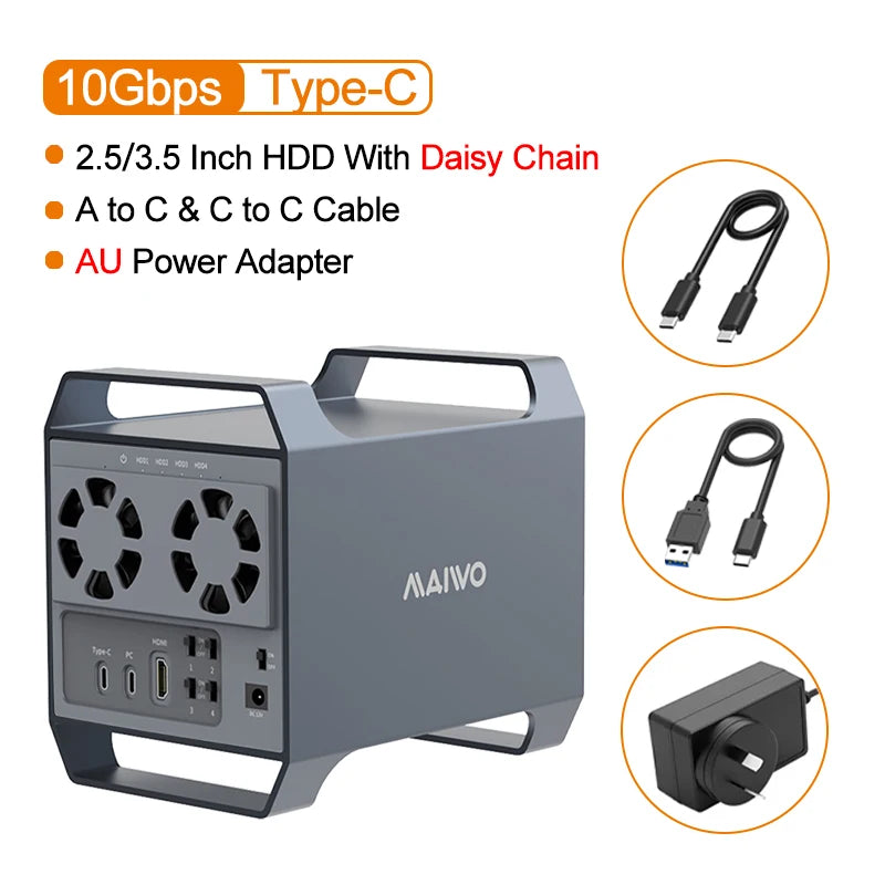 4 Bay USB-C Hard Drive Docking Station with HDMI