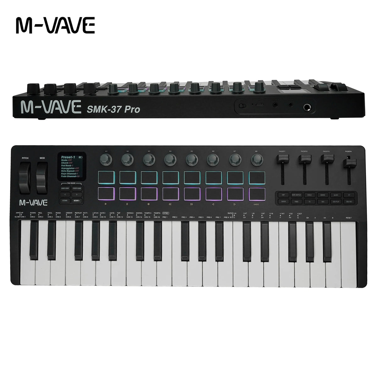 Portable 37-Key MIDI Controller with Synth Engine