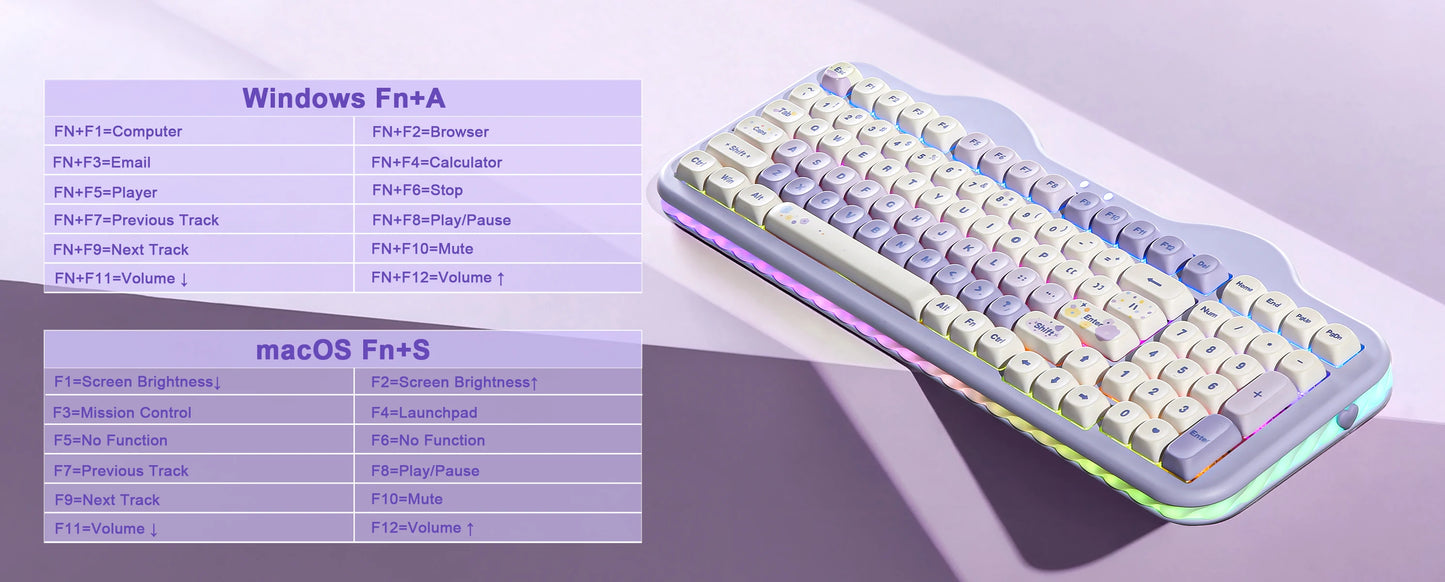 Hot-Swap 99-Key Wireless Mechanical Keyboard Candy Purple