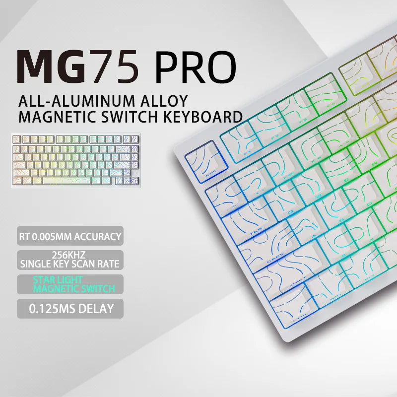 White Compact 8K RGB Mechanical Keyboard with Magnetic Switch Precision