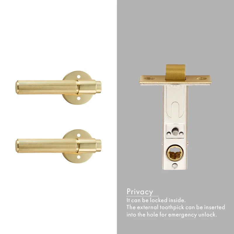 Interior Bathroom Door Lever Lock Privacy Set Brass