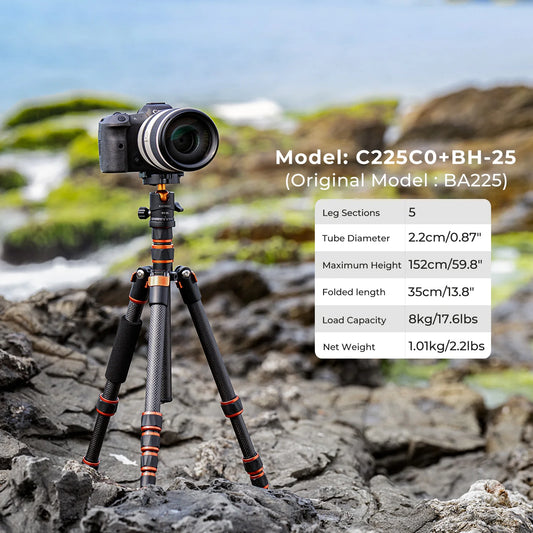 Lightweight Travel Tripod 152cm Supports 8kg Cameras