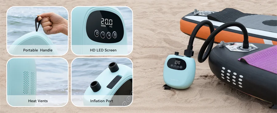 Inflatable Paddle Board Pump with 2600mAh Battery for Fast Inflation