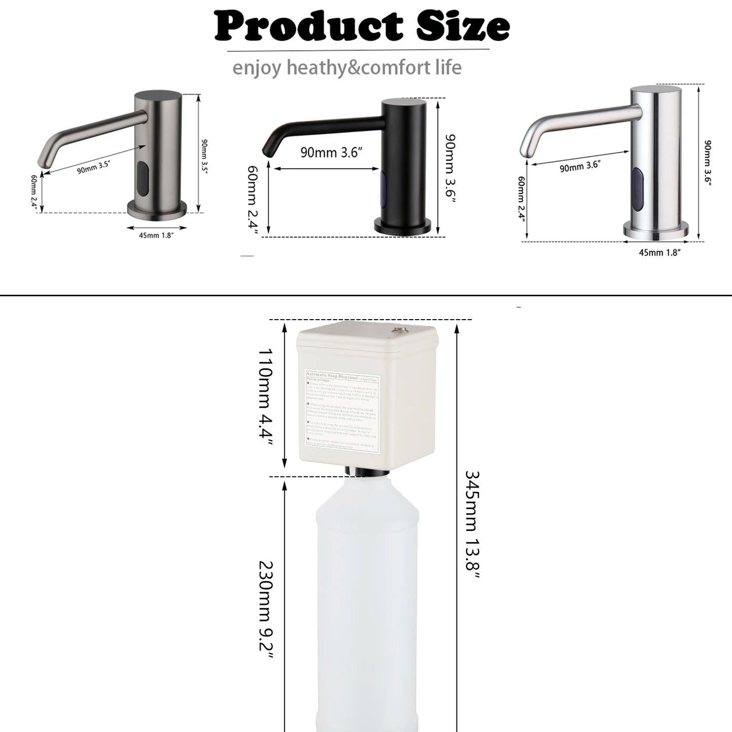 Touchless Black Automatic Soap Dispenser 500ml