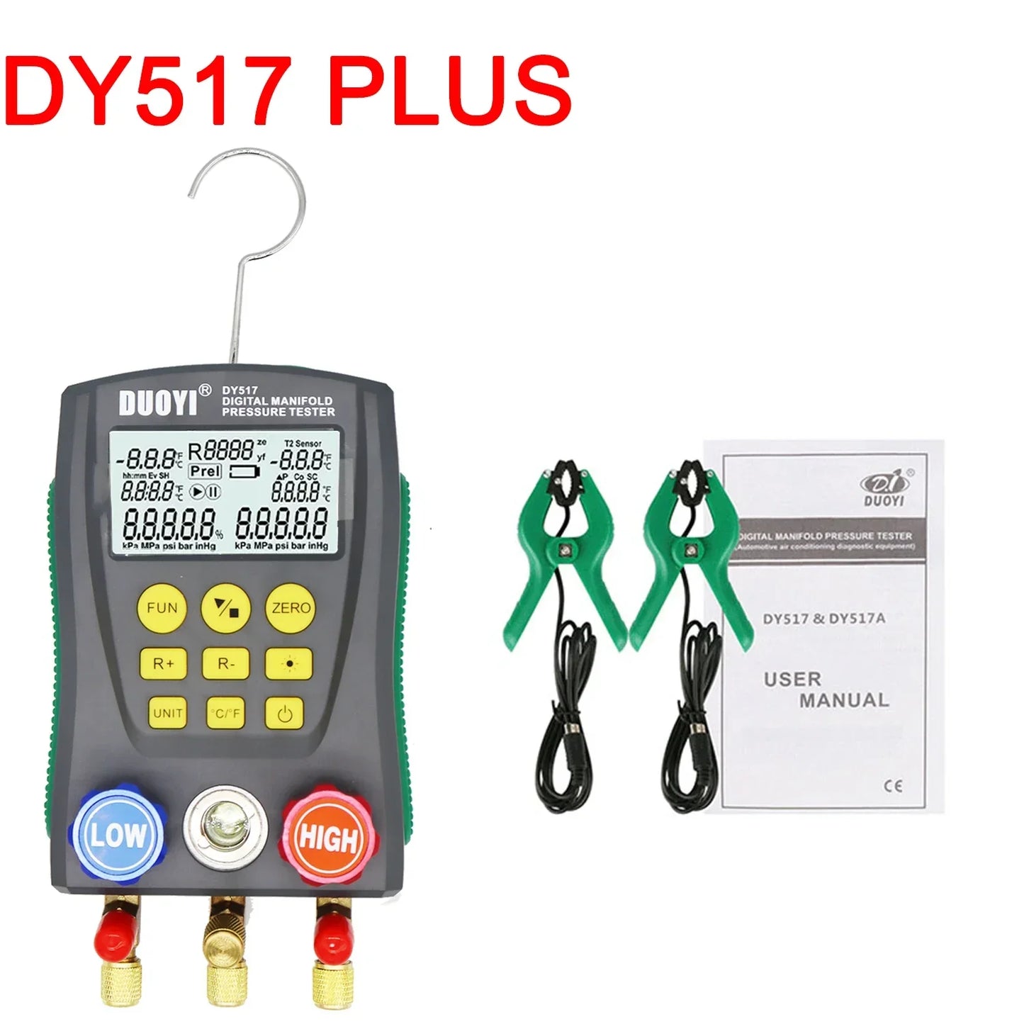 Multi-Function Digital HVAC Pressure Gauge with Temperature Sensor