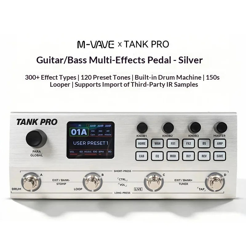 Guitar Effects Pedal with Amp Simulation & Drum Machine