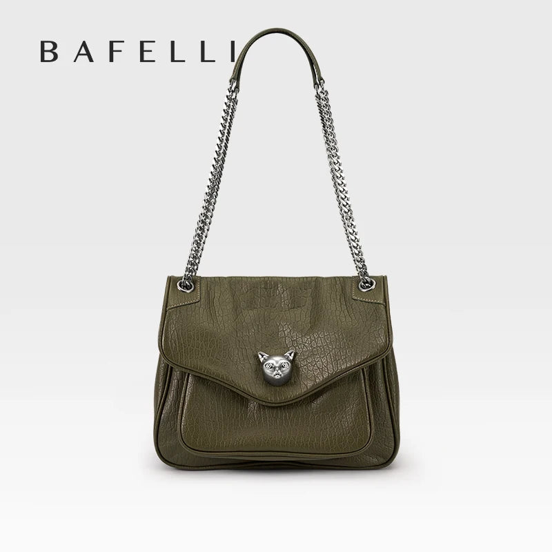 Luxury Green Chain Strap Handbag Soft Leather