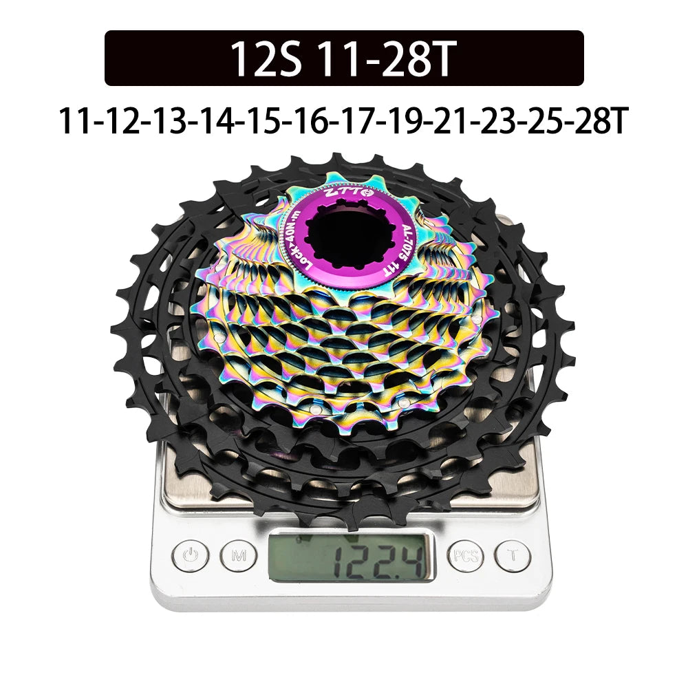Ultralight 12 Speed Road Bike Cassette 11-28T Black Rainbow