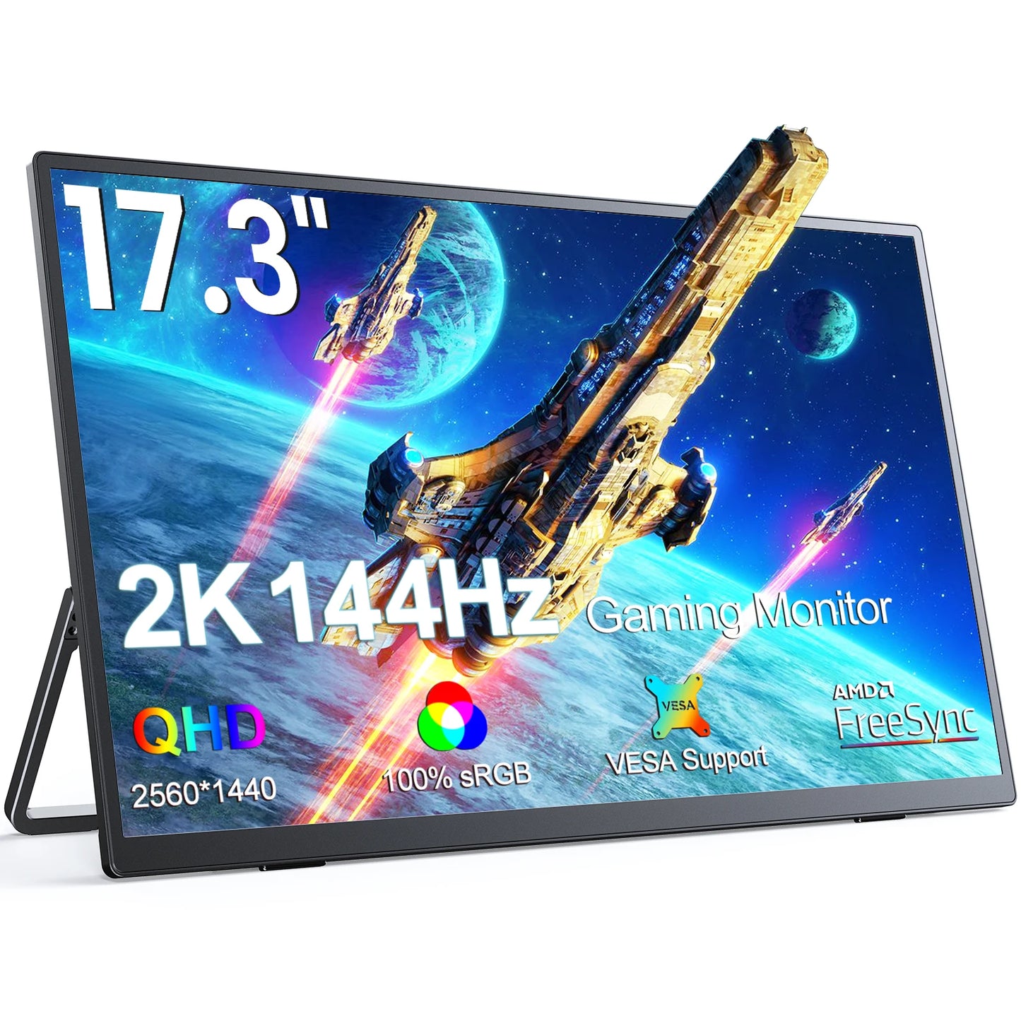 2K 17.3" Portable Gaming Screen with Stand 144Hz