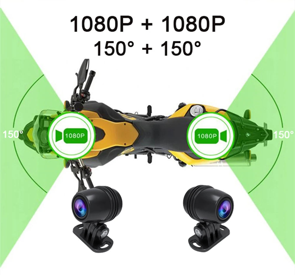 Waterproof Front Rear Moto DVR Camera 128GB