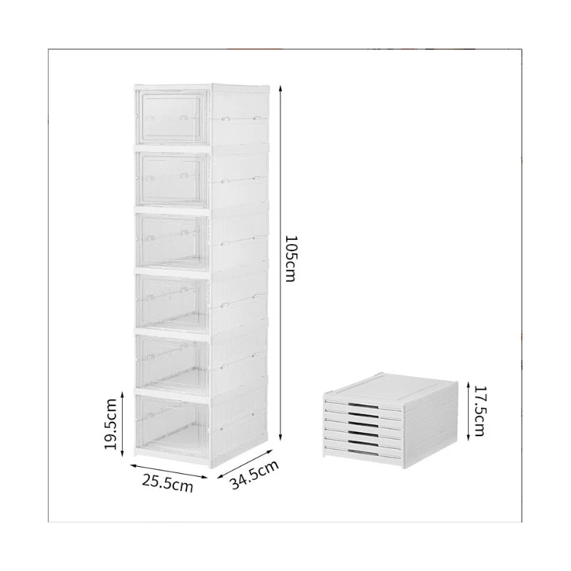 Foldable 6-Layer Shoe Cabinet with Transparent Front Panel
