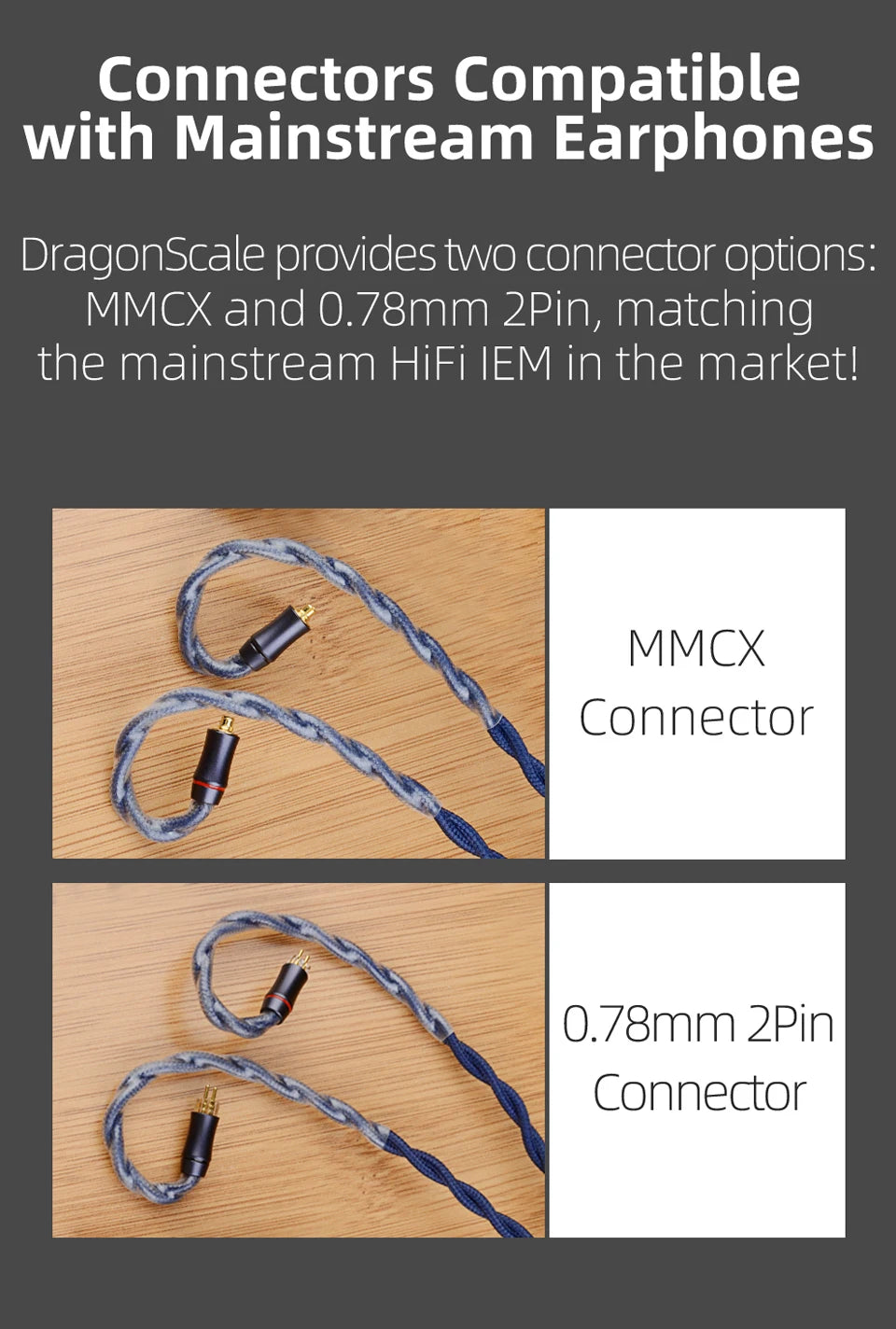7N OCC Audiophile Earphone Cable MMCX 2-Pin 2.5mm