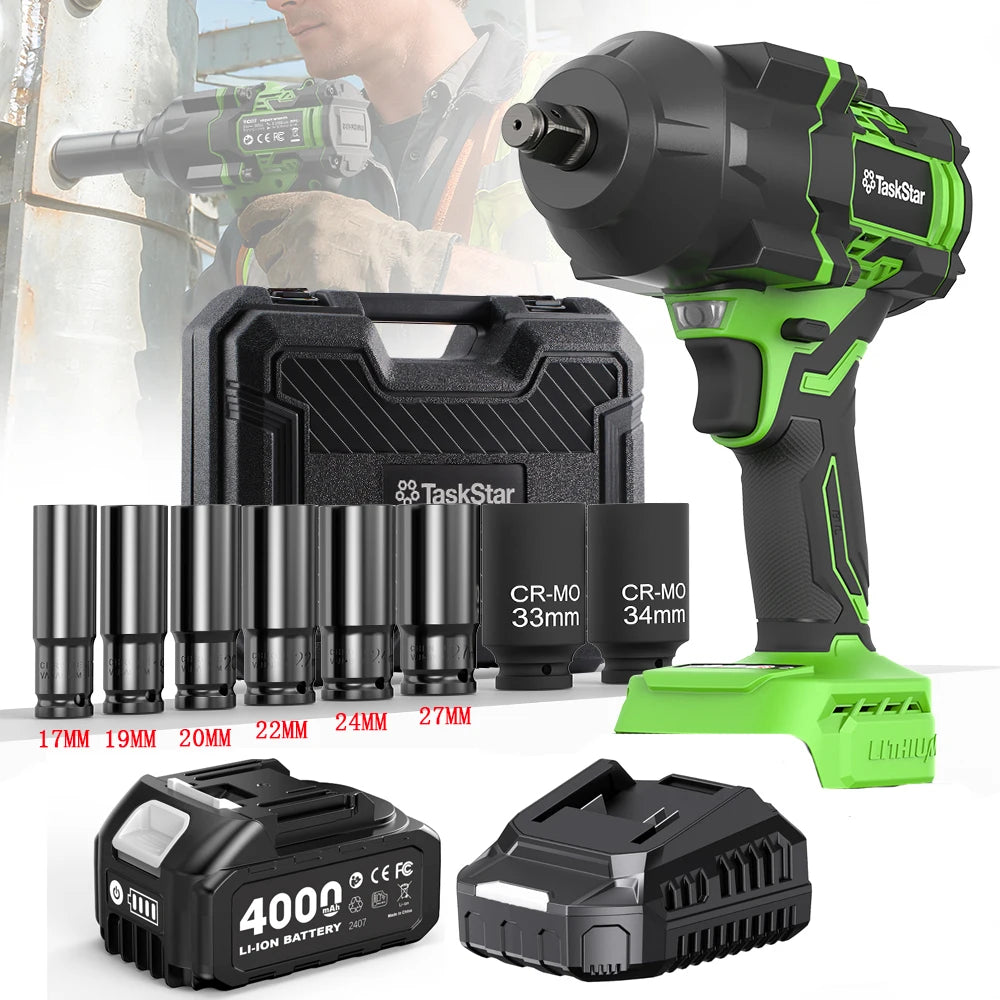 Cordless 1/2 Inch Brushless Impact Wrench 2000Nm with 4.0Ah Battery